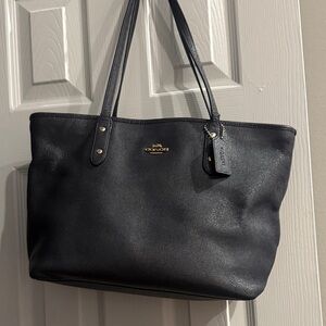 Coach Navy Pebbled Leather Tote